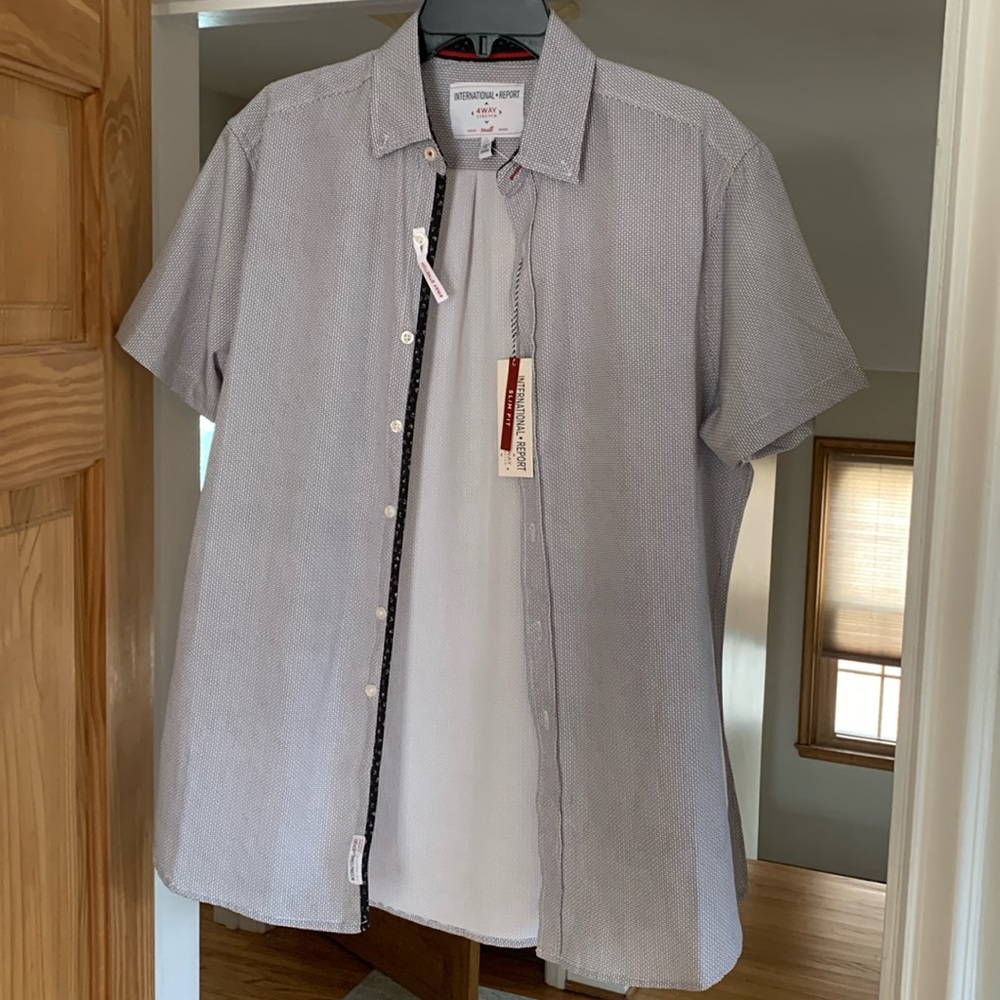 Men’s short sleeve button down shirt stretch fit